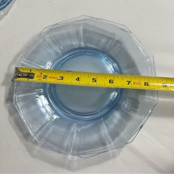 Cambridge Vintage Glass DECAGON Moonlight Blue Cups, Saucers & Plates Set 12 - Picture 16 of 16